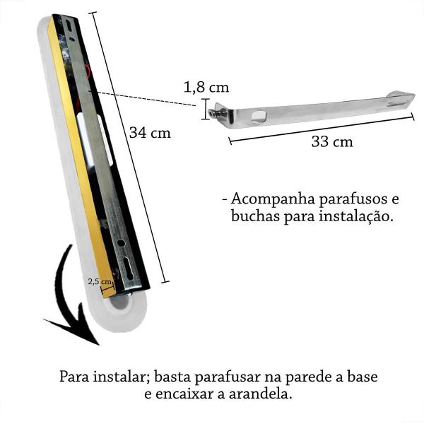 Imagem de Kit 2 Arandela Acrilico Aluminio Dourado Corredor Led Lup99