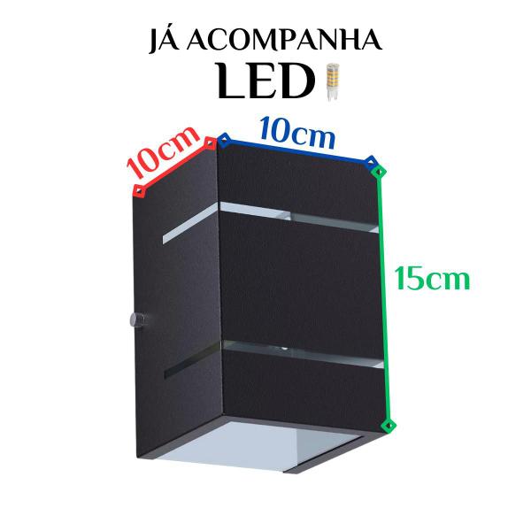 Imagem de Kit 2 Arandela Katarina Em Alumínio 15X10X10cm Bivolt Led G9 Com Lâmpada Interna Externa Muro Parede - 115