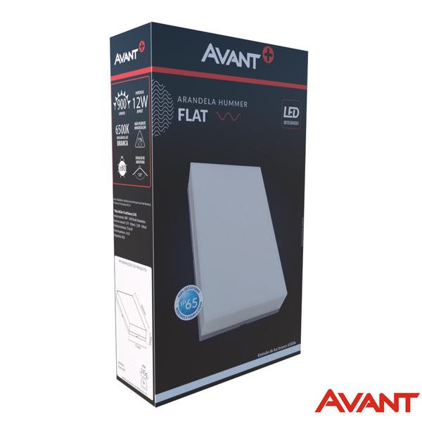 Kit 2 Arandela Parede Externa Flat 12W Branco Frio 6500K IP65 - Avant Imagem de Kit 2 Arandela Parede Externa Flat 12W Branco Frio 6500K IP65