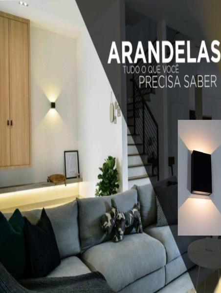 Imagem de Kit 2 Arandela Slim 2 facho fixo Parede Muro Externa + Led Incluso