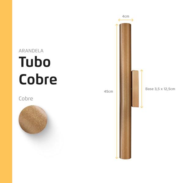 Imagem de Kit 2 Arandela Tubo Cilindro Alumínio Cobre 40cm