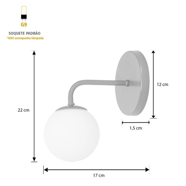 Imagem de Kit 2 Arandelaa Luminária De Parede Bolinha Globo Champagne