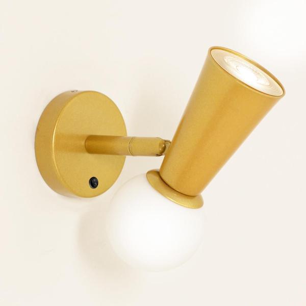 Imagem de Kit 2 Arandelas Cone Globo Articulada Interruptor Dourado