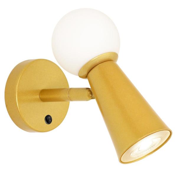 Imagem de Kit 2 Arandelas Cone Globo Articulada Interruptor Dourado