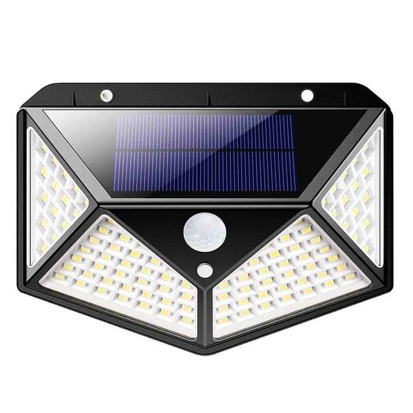 Imagem de Kit 2 Arandelas Iluminária Energia Solar 100 Led Luz Branca