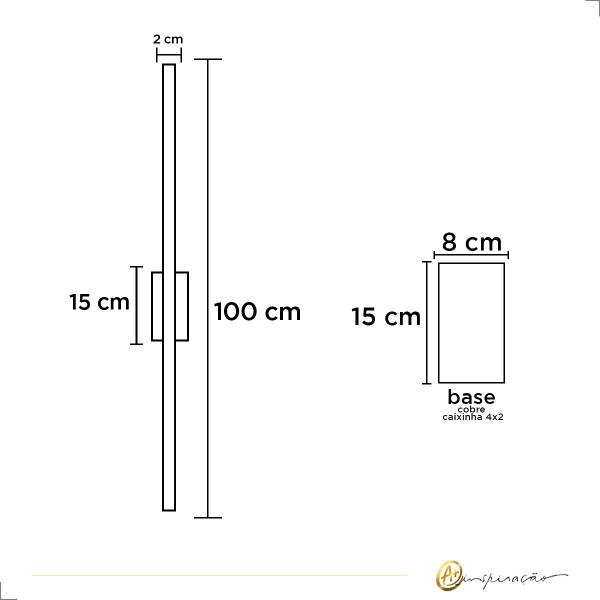 Imagem de Kit 2 Arandelas Lino II 100cm LED Integrado 12W 2700K