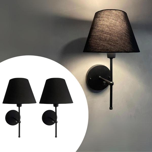 Kit 2 Arandelas Luminária de Parede Com Interruptor liga/desliga Com Cúpula algodão Ref 19 - TANGERINA Imagem de Kit 2 Arandelas Luminária de Parede Com Interruptor liga/desliga Com Cúpula algodão Ref 19