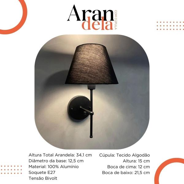 Kit 2 Arandelas Luminária de Parede Com Interruptor liga/desliga Com Cúpula algodão Ref 19 - TANGERINA Imagem de Kit 2 Arandelas Luminária de Parede Com Interruptor liga/desliga Com Cúpula algodão Ref 19
