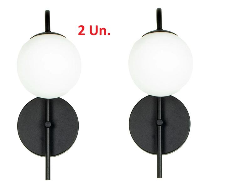 Imagem de Kit 2 Arandelas Luminária Ignis Globo 12 cm Moderno Preto 001