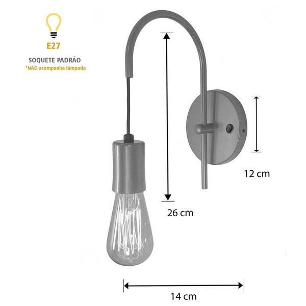 Imagem de Kit 2 Arandelas Luminária Parede Abajur Botão Cama Preto