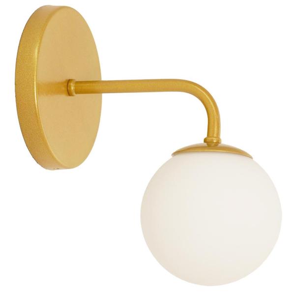 Imagem de Kit 2 Arandelas Luminária Parede Bolinha Globo Vidro Dourado