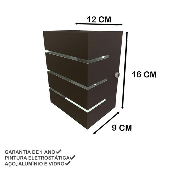 Imagem de Kit 2 Arandelas na cor MARROM Eco E27 Soquete Comum 3 Frisos 2 Focos Parede Mf130