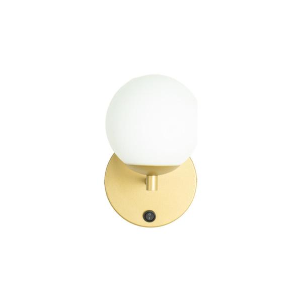 Imagem de Kit 2 Arandelas Parede Interna c/ Interruptor Dourado + Led