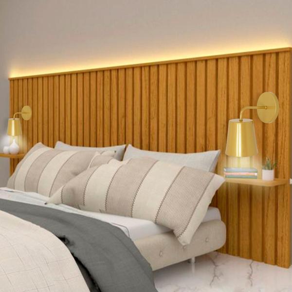 Imagem de Kit 2 Arandelas Parede Luminária Balde Moderna Cama Dourado