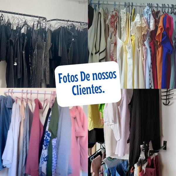 Kit 2 Arara De Parede Cabideiro Loja Closet Preto 1 metro - VFUTILIDADES Imagem de Kit 2 Arara De Parede Cabideiro Loja Closet Preto 1 metro