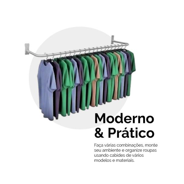 Kit 2 Arara De Parede Cabideiro Loja Closet Preto 1 metro - VFUTILIDADES Imagem de Kit 2 Arara De Parede Cabideiro Loja Closet Preto 1 metro