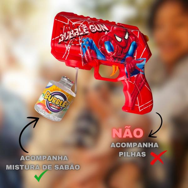 Imagem de Kit 2 Arminha Lança Bolha Sabão Presente Criança Homem Aranha +3 anos