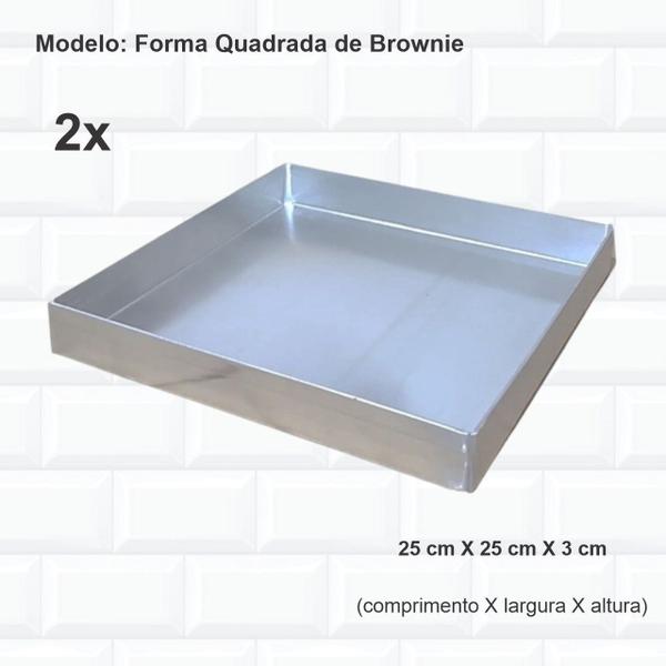 Imagem de Kit 2 Assadeira De Brownie Alumínio 25x25x3 Altura