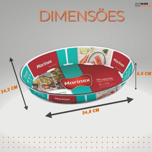 Imagem de Kit 2 Assadeira Oval 3,2l Marinex Média Vidro Travessa