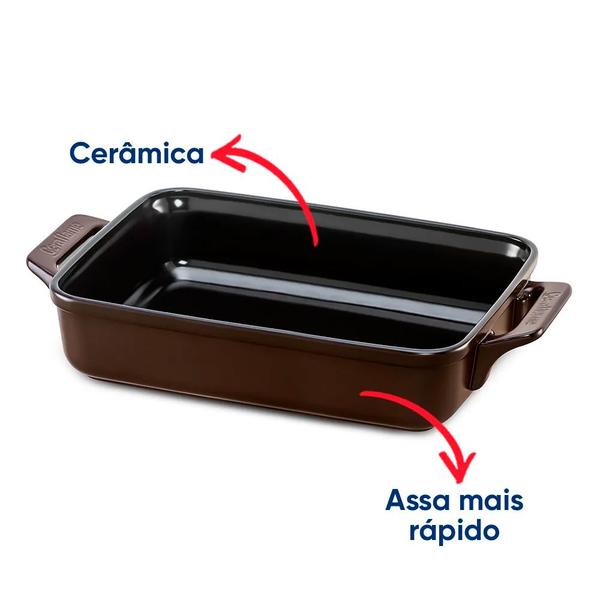 Imagem de Kit 2 Assadeiras Cerâmica 3,5L Chocolate Clear Ceraflame