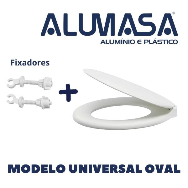 Imagem de Kit 2 Assento Para Vaso Sanitário Oval Universal Branco Roma Alumasa