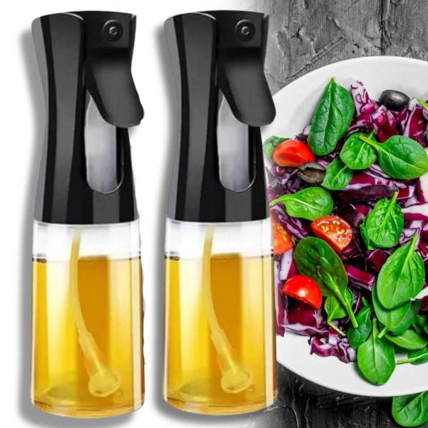 Imagem de Kit 2 Azeite Spray 200ml Pulverizador Óleo Vinagre Vidro Galheteiro Culinário Cozinha Borrifador Chefe Multiuso Plástico Salada