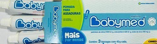 Imagem de Kit 2 Babymed Pomada Contra Assaduras Azul 3x45g Cada 