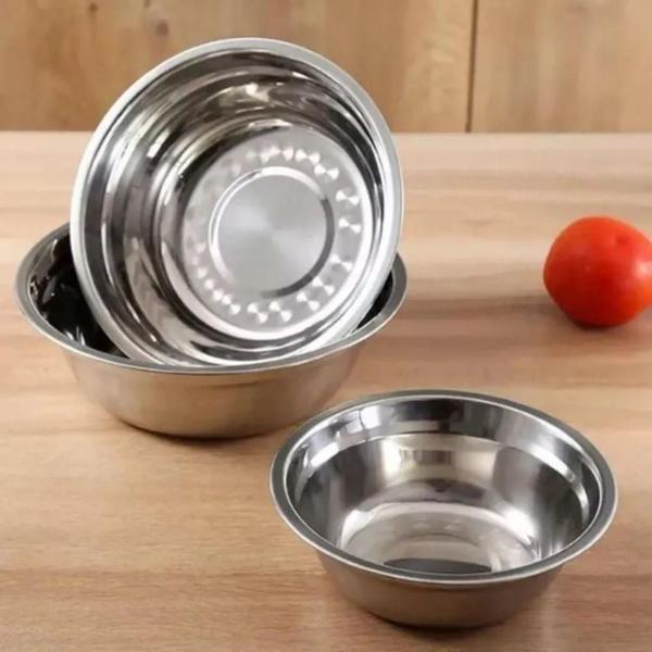 Imagem de Kit 2 Bacias Tigelas Saladeiras Inox Bowl 2,1 E 3 Litros