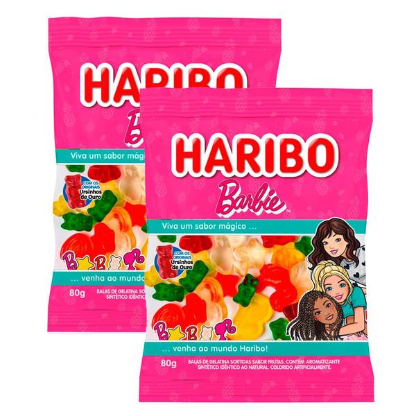 Kit 2 Balas de Gelatina Haribo Barbie com Ursinhos de Ouro 80g Imagem de Kit 2 Balas de Gelatina Haribo Barbie com Ursinhos de Ouro 80g