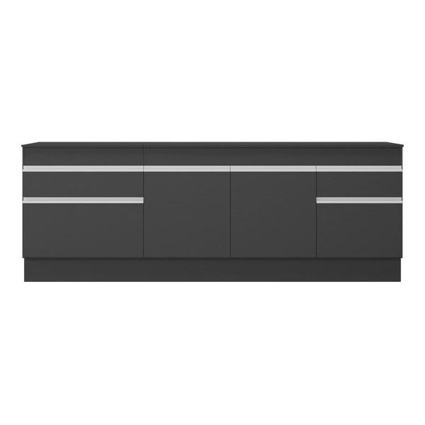 Imagem de Kit 2 Balcões c/ Rodapé Gabinete Pia 150cm e Cooktop 70cm Veneza Multimóveis MP2108.898 Preto/Branco