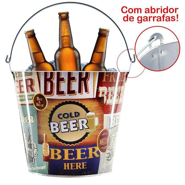 Imagem de Kit 2 Baldes De Gelo Para Cerveja Estampado Em Metal Galvani