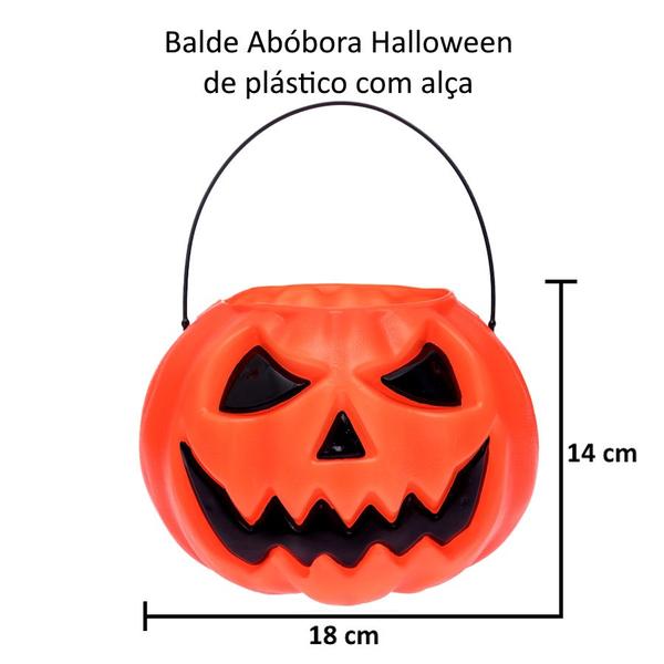 Imagem de Kit 2 Baldes Dia das Bruxas Abóbora 17cm Diâmetro Halloween