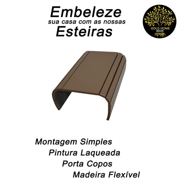 Imagem de Kit 2 Bandejas de Sofa Porta Copos Laqueada Apoio de Sofá Esteira de Madeira Flexível
