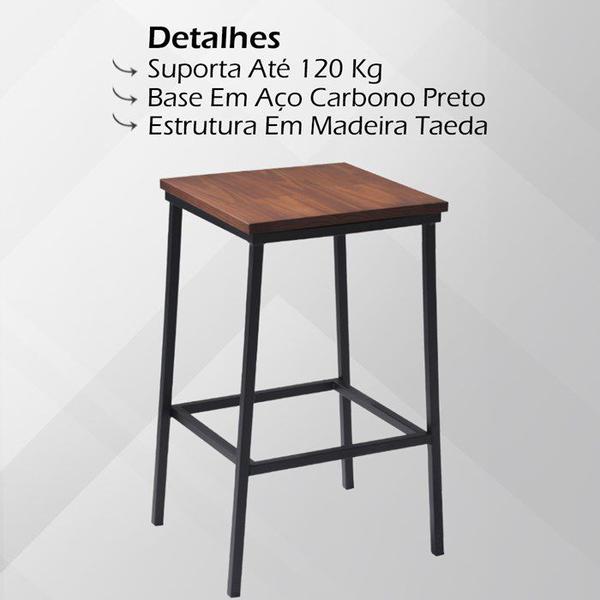 Kit 2 Banquetas Alta Base Aço Preto I02 Madeira Taeda Castanho Dmobiliario - Daf Mobiliario Imagem de Kit 2 Banquetas Alta Base Aço Preto I02 Madeira Taeda Castanho Dmobiliario