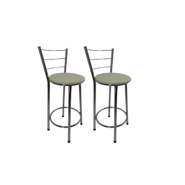 Kit 2 Banquetas Média Para Cozinha Gourmet Americana Bistrô - Cromada - FORTMIX Imagem de Kit 2 Banquetas Média Para Cozinha Gourmet Americana Bistrô - Cromada
