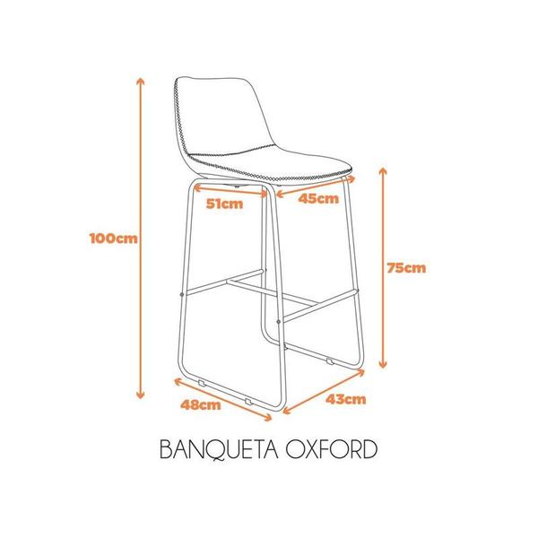 Imagem de Kit 2 Banquetas Oxford Conhaque Couro 100x43x48cm Fratini