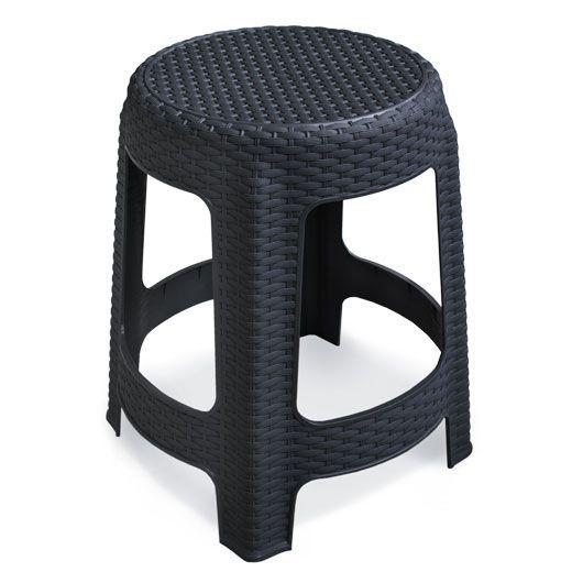 Kit 2 Banquetas Rattan Premium Preta 35x45cm 25618 Arqplast Imagem de Kit 2 Banquetas Rattan Premium Preta 35x45cm 25618 Arqplast