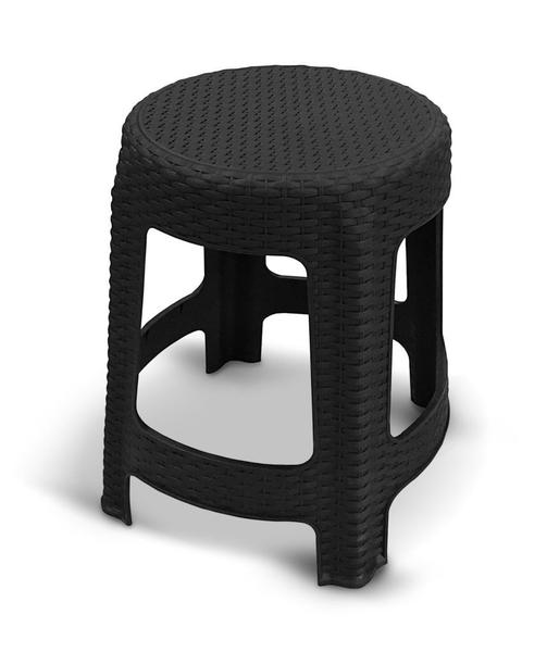 Kit 2 Banquetas Rattan Premium Preta 35x45cm 25618 Arqplast Imagem de Kit 2 Banquetas Rattan Premium Preta 35x45cm 25618 Arqplast