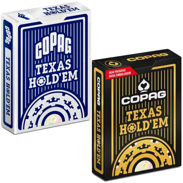 Imagem de Kit 2 Baralhos de Poker Texas Holdem (Azul + Dourado)