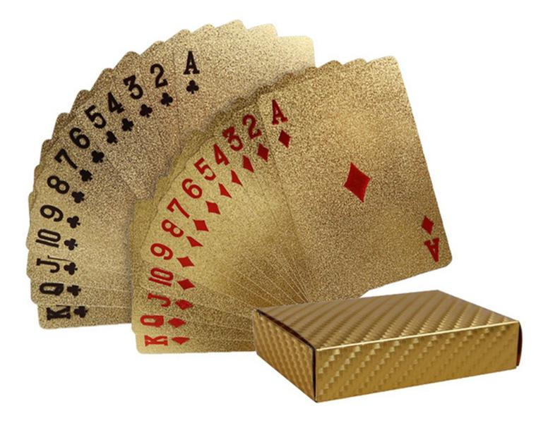 Imagem de KIT 2 Baralhos Ouro Dourado Poker Cartas Jogos Prova D'agua