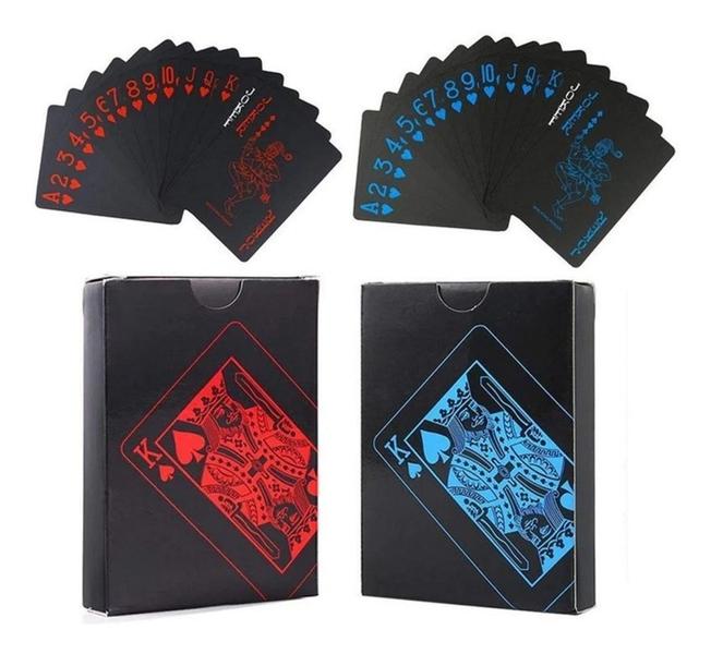 KIT 2 Baralhos Vermelho Azul Black Poker Cartas Jogos Prova Dagua - Coisaria Imagem de KIT 2 Baralhos Vermelho Azul Black Poker Cartas Jogos Prova Dagua