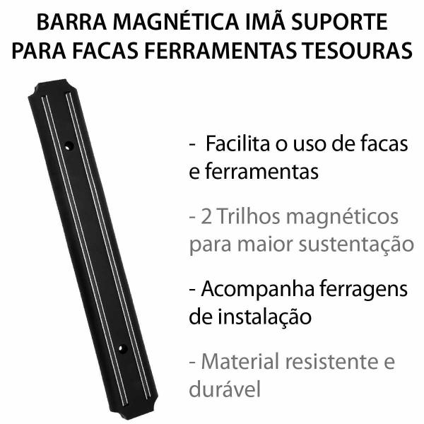 Imagem de Kit 2 Barra Magnética Ímã Suporte Facas Ferramentas Tesouras