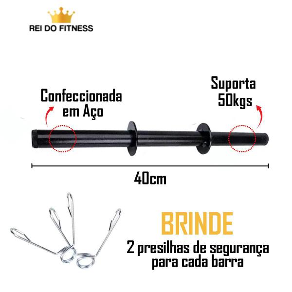 Imagem de Kit 2 Barras Halteres Ocos de 40cm com Anilhas 8kgs