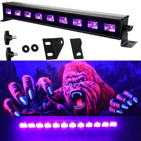 Imagem de Kit 2 Barras Luz Negra Ultravioleta UV 9 LEDs Efeitos De Iluminação Neon Festa 30w LKUV9