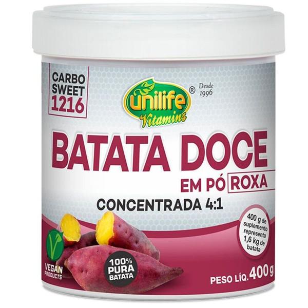 Imagem de Kit 2 Batata doce roxa em pó 100% pura 400g Unilife