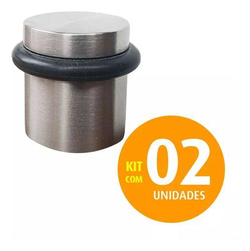 Imagem de Kit 2 Batedor Amortecedor De Porta Inox Padrão Hotel 3cm