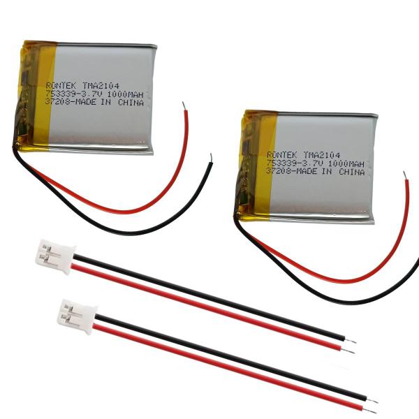 Imagem de Kit 2 Bateria Original 3.7v 1000mah C/ 2 Cabo femea Ph 2.0mm