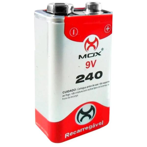 Imagem de Kit 2 Bateria Recarregável 9v Mox 240mAh p/ Microfone e Brinquedos