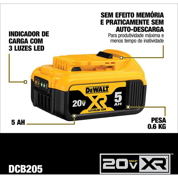 Imagem de Kit 2 Baterias 20V MAX C/ Carregador DeWalt 20V 5A C/ Bolsa