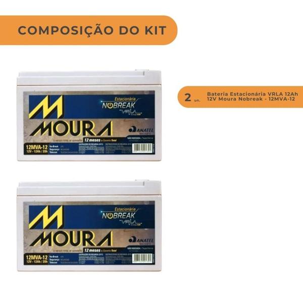 Imagem de Kit 2 Baterias Estacionária VRLA 12Ah 12V Moura Nobreak - 12MVA-12